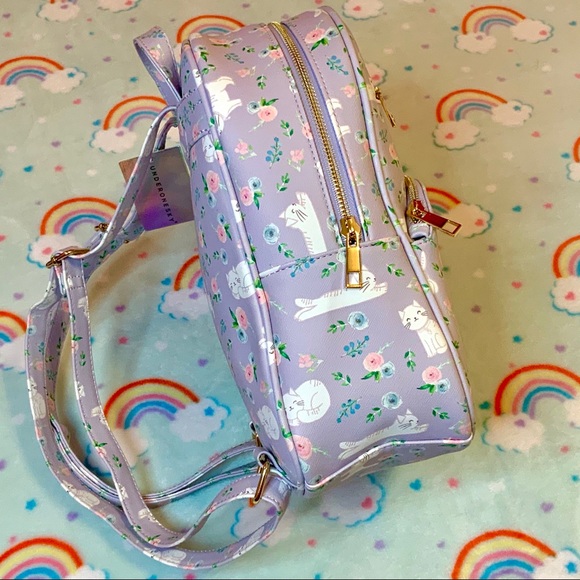 SOLD Under One Sky Cats Kittens Rosebuds Mini Backpack - Picture 10 of 15